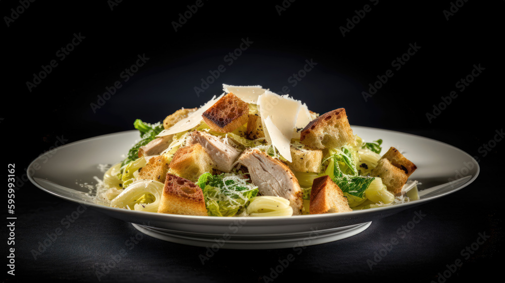 Caesar salad with chicken, parmesan and croutons Caesar salad with chicken, parmesan and croutons