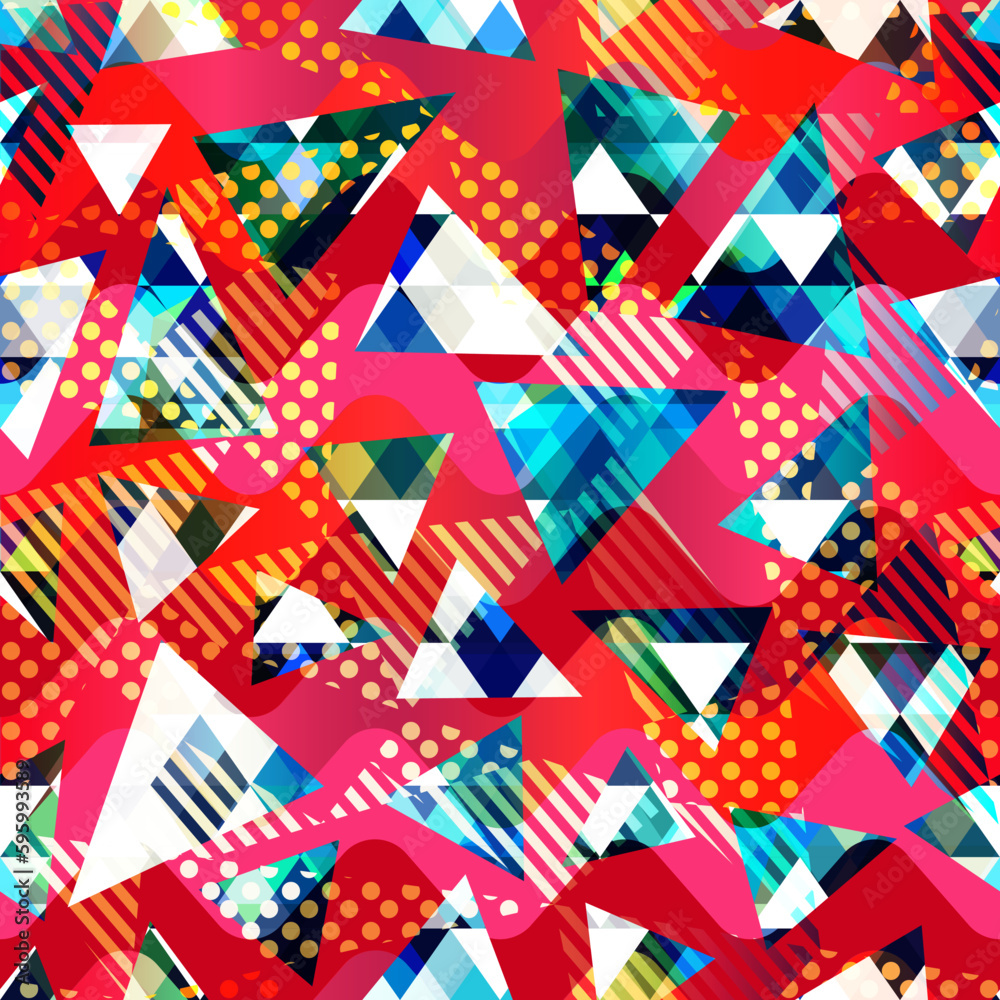 Obraz premium Red triangle seamless pattern