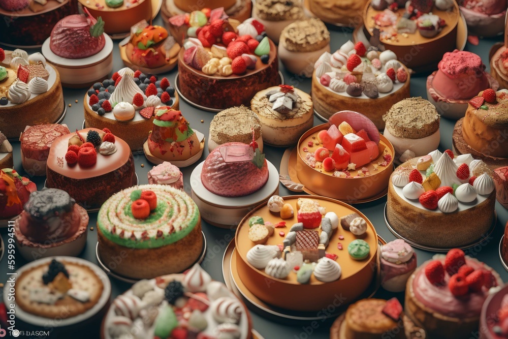 A seamless pattern featuring cakes. Generative AI