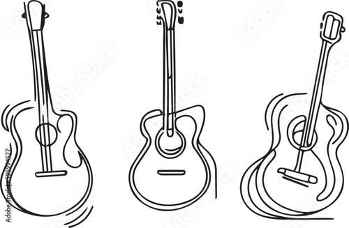 instruments guitar accoustic vector set of 3 