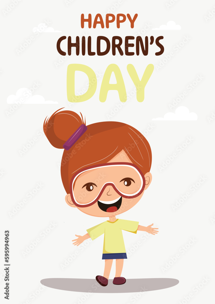 Happy International Children's Day greeting card. It is celebrated annually in honor of children, whose date of observance varies by country.