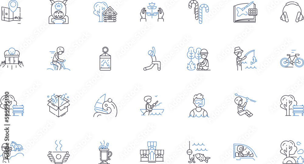 River cruises line icons collection. Scenery, Relaxation, Adventure, Exploration, Culture, Cuisine, Nature vector and linear illustration. Romance,History,Luxury outline signs set River cruises line icons collection. Scenery, Relaxation, Adventure, Exploration, Culture, Cuisine, Nature vector and linear illustration. Romance,History,Luxury outline signs set
