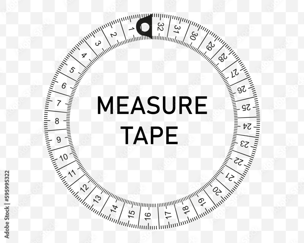 Measure tape circle on a transparent background. Measure tape instrument Measure tape circle on a transparent background. Measure tape instrument