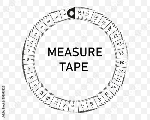 Measure tape circle on a transparent background. Measure tape instrument