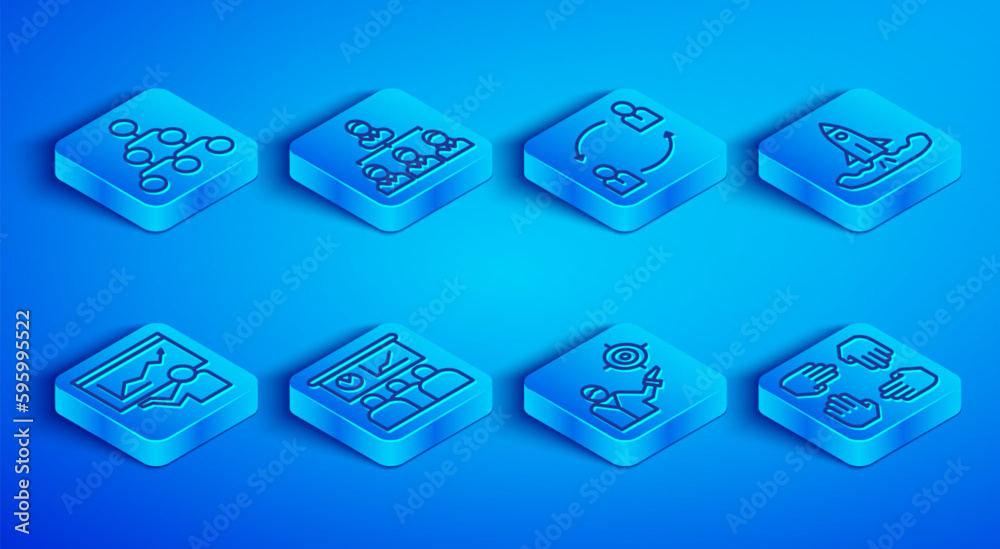 Set line Hierarchy organogram chart, Human resources, Training, presentation, Marketing target strategy, Rocket, and Project team base icon. Vector Set line Hierarchy organogram chart, Human resources, Training, presentation, Marketing target strategy, Rocket, and Project team base icon. Vector