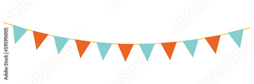 Colorful triangle garland banner. Circus flag decoration. For kids holiday cards and invitation