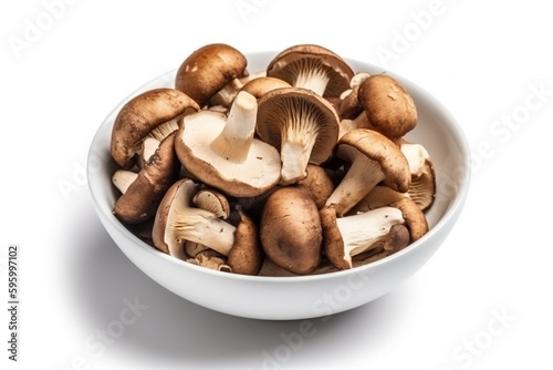 Porcini mushroom in a bowl. Ingredient for dish, plate, cuisine, food.