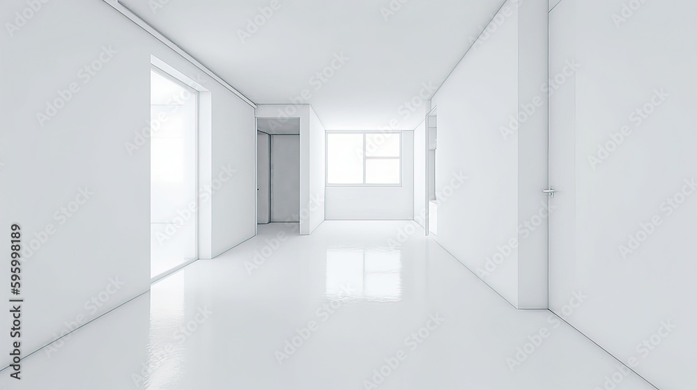 Minimalistic white interior; empty interior. Generative Ai Minimalistic white interior; empty interior. Generative Ai