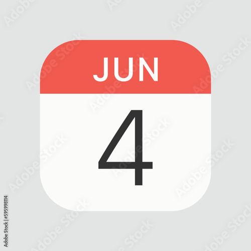 Jun 4 icon isolated on background. Calendar symbol modern, simple, vector, icon for website design, mobile app, ui. Vector Illustration