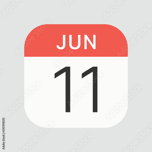 Jun 11 icon isolated on background. Calendar symbol modern, simple, vector, icon for website design, mobile app, ui. Vector Illustration