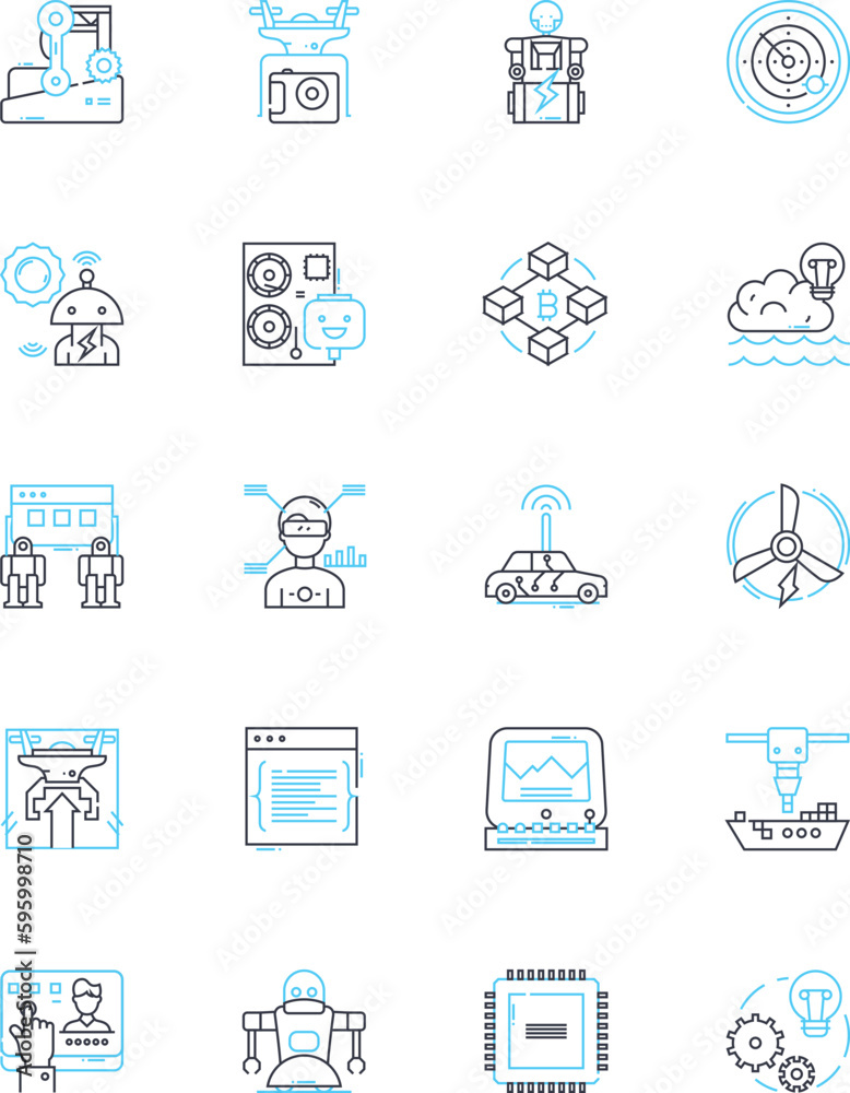 Flying robots linear icons set. Drs, Quadcopters, Hovercraft, Helicopters, Airborne, Unmanned, Aerial line vector and concept signs. Robotic,Autonomous,Surveillance outline illustrations Flying robots linear icons set. Drs, Quadcopters, Hovercraft, Helicopters, Airborne, Unmanned, Aerial line vector and concept signs. Robotic,Autonomous,Surveillance outline illustrations