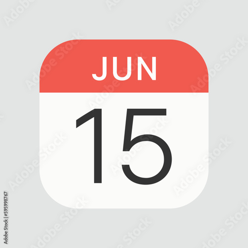 Jun 15 icon isolated on background. Calendar symbol modern, simple, vector, icon for website design, mobile app, ui. Vector Illustration