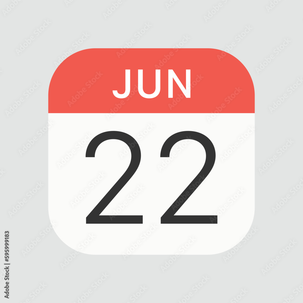 Jun 22 icon isolated on background. Calendar symbol modern, simple, vector, icon for website design, mobile app, ui. Vector Illustration Jun 22 icon isolated on background. Calendar symbol modern, simple, vector, icon for website design, mobile app, ui. Vector Illustration
