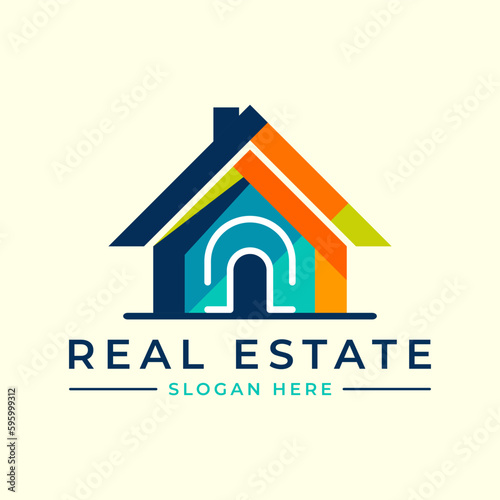 modern and artistic real estate logo, colorful house
