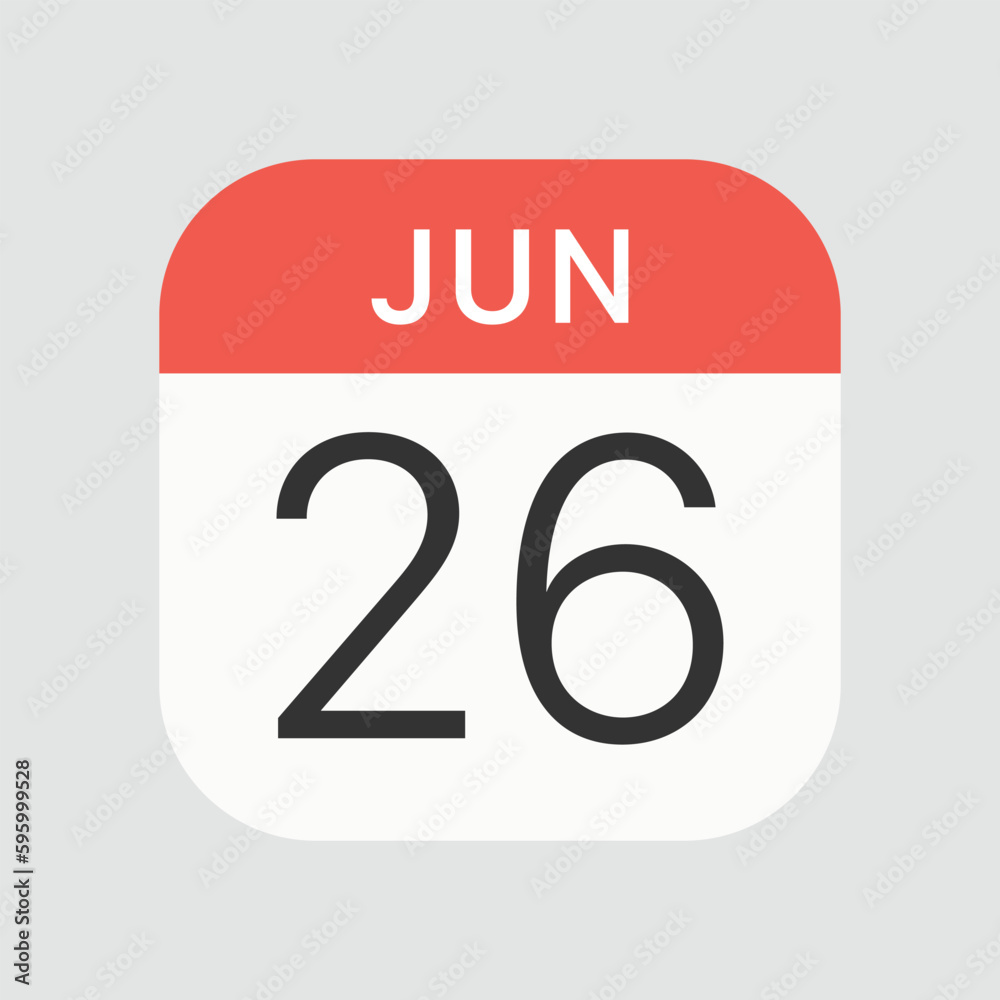 Jun 26 icon isolated on background. Calendar symbol modern, simple, vector, icon for website design, mobile app, ui. Vector Illustration Jun 26 icon isolated on background. Calendar symbol modern, simple, vector, icon for website design, mobile app, ui. Vector Illustration