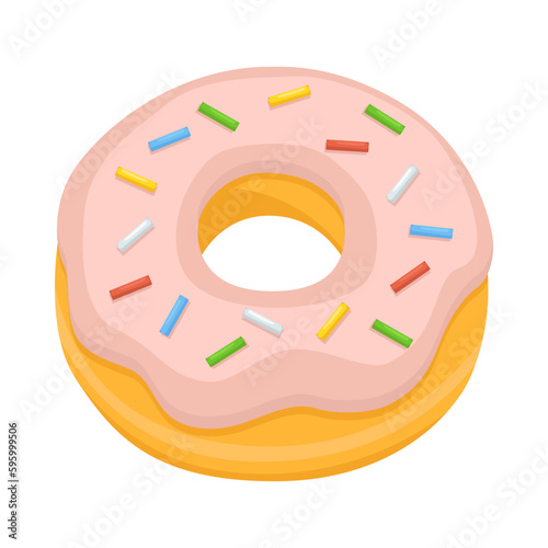 Doughnut Sign Emoji Icon Illustration. Food Pastry Sweets Vector Symbol Emoticon Design Clip Art Sign Comic Style.