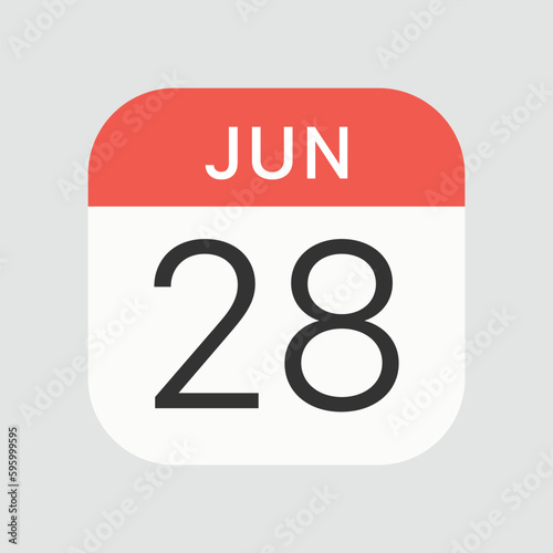 Jun 28 icon isolated on background. Calendar symbol modern, simple, vector, icon for website design, mobile app, ui. Vector Illustration