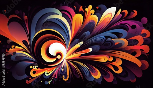 Vibrant Fractal-Inspired Explosion, Color & Light, Swirling Patterns, Energetic Abstract Wallpaper, Toon Shading, Flat Colors, Simplified Shapes, Bold Outlines, Soft Shadows, Generative AI