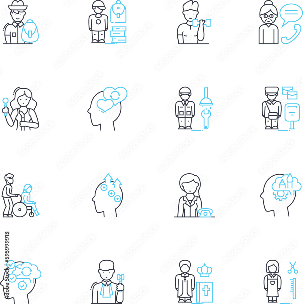 Psychiatry linear icons set. Anxiety, Depression, Schizophrenia, Bipolar, Personality, Trauma, Addiction line vector and concept signs. OCD,PTSD,Psychosis outline illustrations Psychiatry linear icons set. Anxiety, Depression, Schizophrenia, Bipolar, Personality, Trauma, Addiction line vector and concept signs. OCD,PTSD,Psychosis outline illustrations