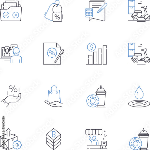 My markets line icons collection. Food, Fashion, Beauty, Health, Technology, Pets, Fitness vector and linear illustration. Entertainment,Travel,Education outline signs set