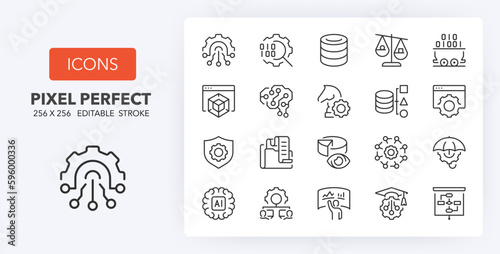 business intelligence line icons 256 x 256