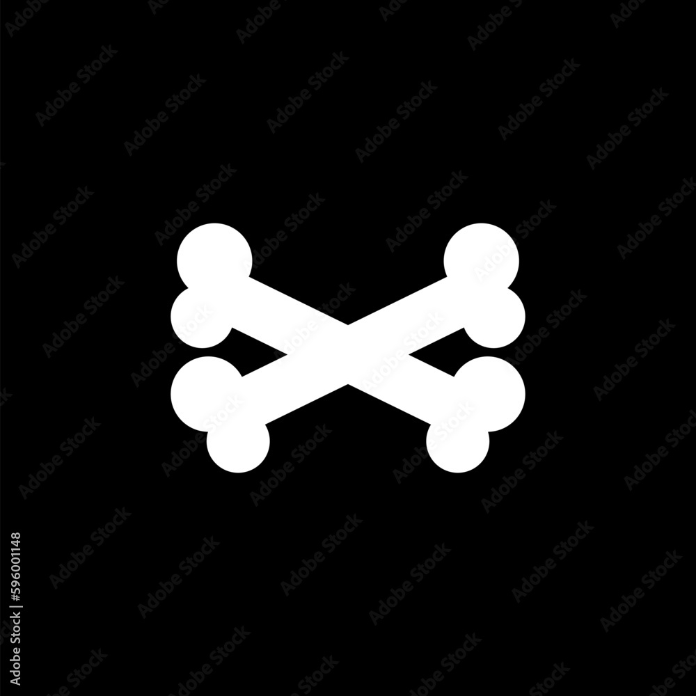 Crossed bones icon isolated on black background Crossed bones icon isolated on black background
