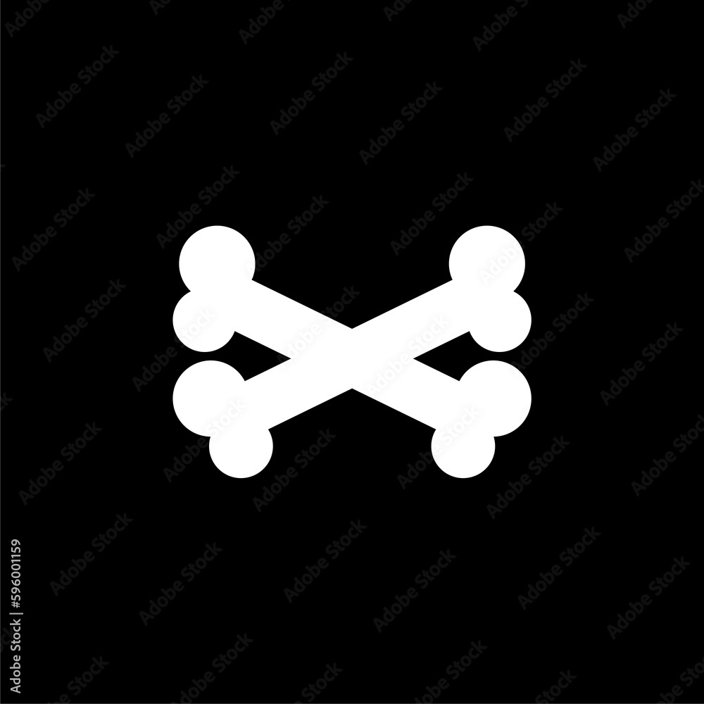 Crossed bones icon isolated on black background Crossed bones icon isolated on black background
