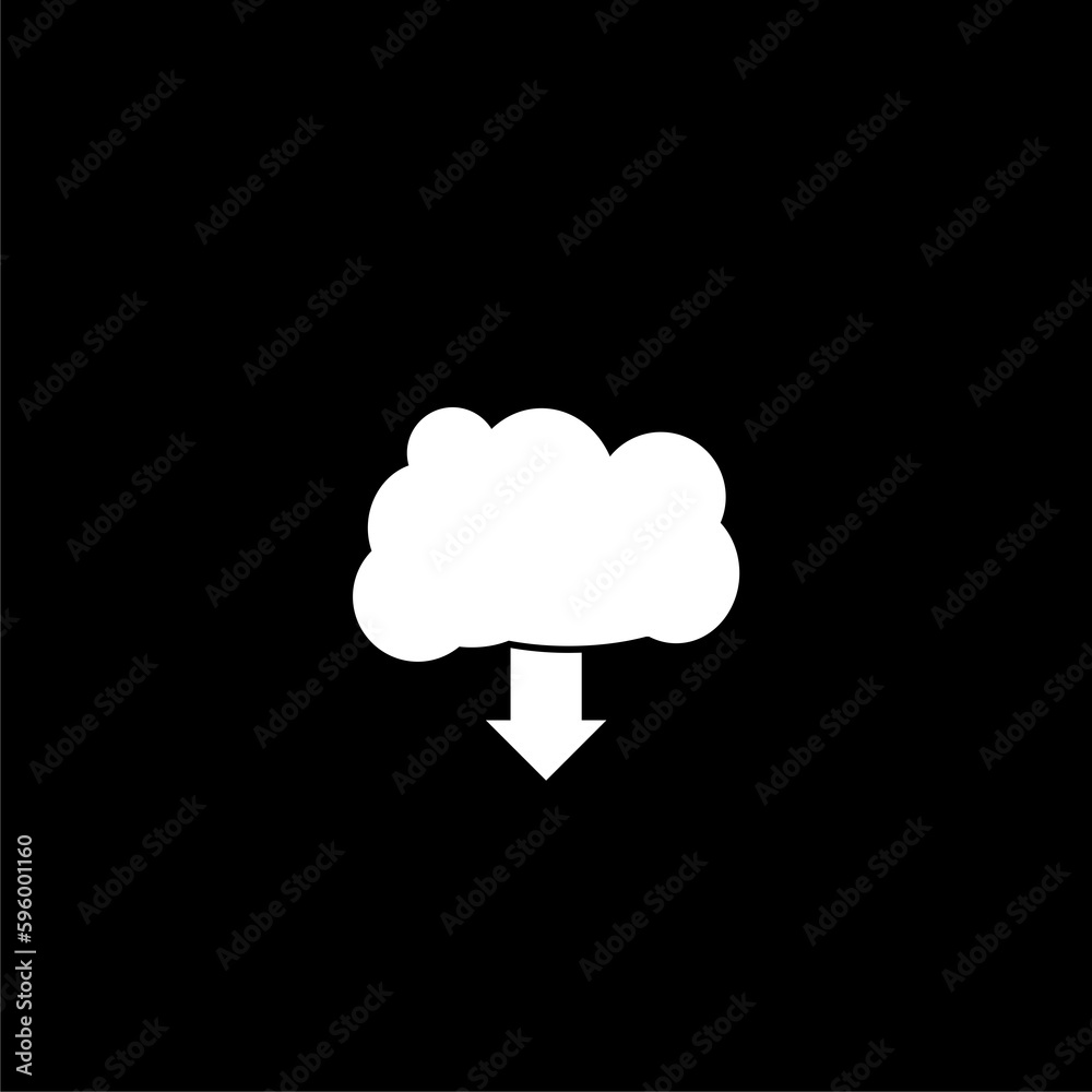 Download from the cloud. Arrow icon and cloud icon isolated on black background Download from the cloud. Arrow icon and cloud icon isolated on black background