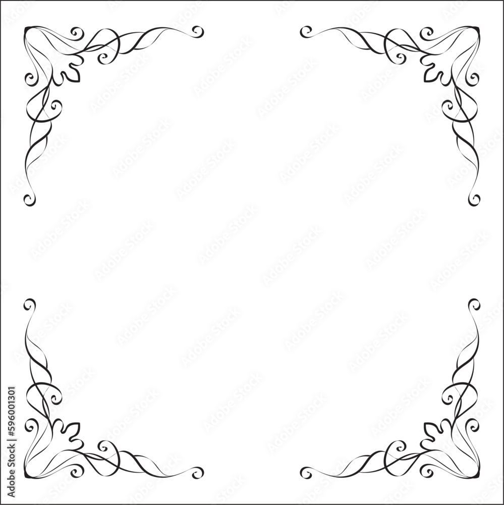 Elegant black and white monochrome ornamental border for greeting cards, banners, invitations. Vector frame for all sizes and formats. Isolated vector illustration.	