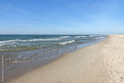 Beach of Baltic sea in Yantarny. Kaliningrad region. Russia