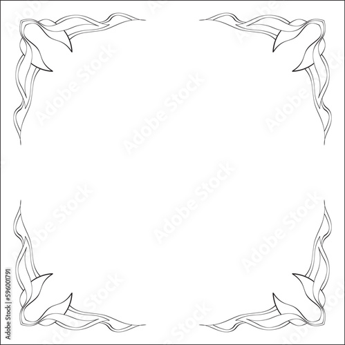 Elegant black and white monochrome ornamental border for greeting cards, banners, invitations. Vector frame for all sizes and formats. Isolated vector illustration. 