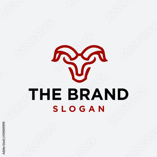 Goat line icon logo vector design, modern logo pictogram design of ram. concept of aries zodiac