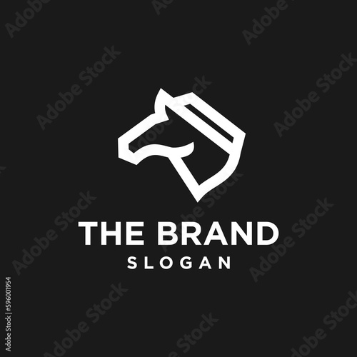 horse simple line icon logo vector design, modern logo pictogram. stallion logo design in line style vector