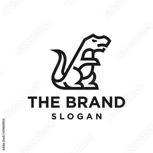 T-rex simple line icon logo vector design, modern logo pictogram design of tyrannosaurus head mascot
