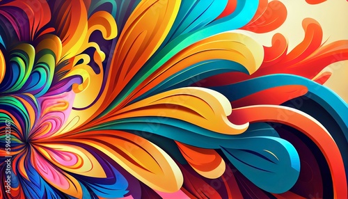 Vibrant Fractal-Inspired Explosion  Color   Light  Swirling Patterns  Energetic Abstract Wallpaper  Toon Shading  Flat Colors  Simplified Shapes  Bold Outlines  Soft Shadows  Generative AI