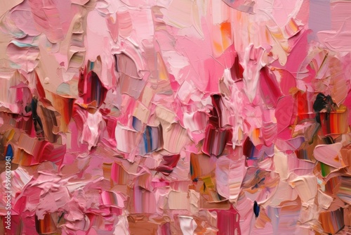 Abstract textured beige and pink acrylic oil painting. Canvas template background. Macro close up texture brush strokes oil paint background. Modern art concept