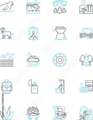 Ecology linear icons set. Conservation, Sustainability, Biodiversity, Habitat, Ecosystem, Environment, Pollution line vector and concept signs. Climate,Restoration,Green outline illustrations