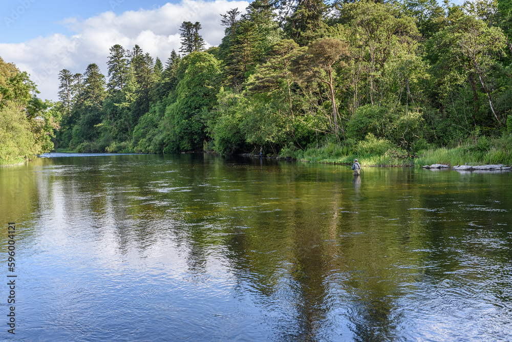 Fishin in the river in the village of Cong, Ireland