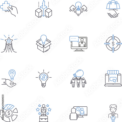 Profitability line icons collection. Revenue, Margin, Efficiency, Optimization, Sustainability, Growth, Performance vector and linear illustration. Productivity,Returns,Investment outline signs set photo