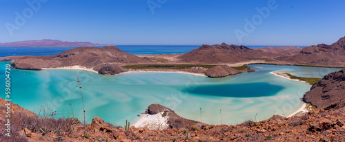 Panoramic view of Balandra beach in Baja California Sur in Mexico