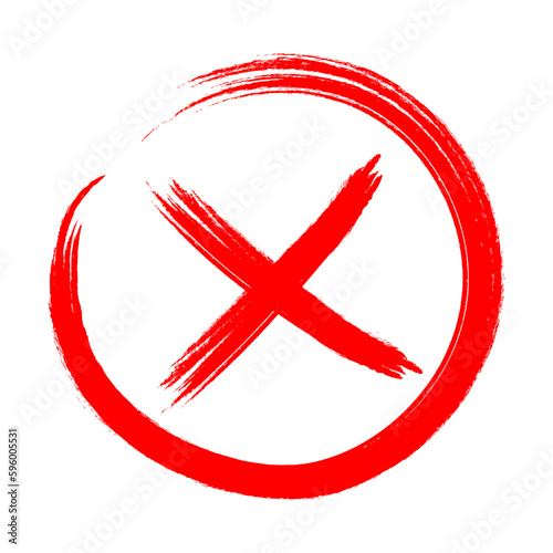 Red Cross Mark Brush, Red X mark, X Sign Hand Drawn Icon 