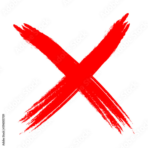 Red Cross Mark Brush, Red X mark, X Sign Hand Drawn Icon 