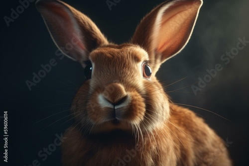 Illustrated rabbit on multi-tone background. Generative AI