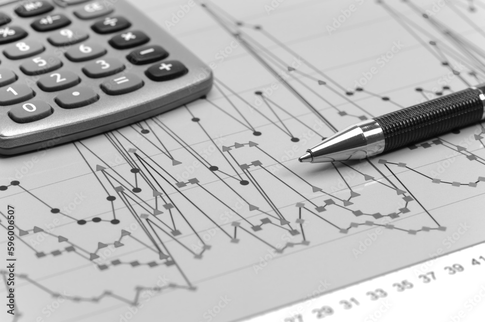 business, finance and economy with chart, calculator and data business, finance and economy with chart, calculator and data