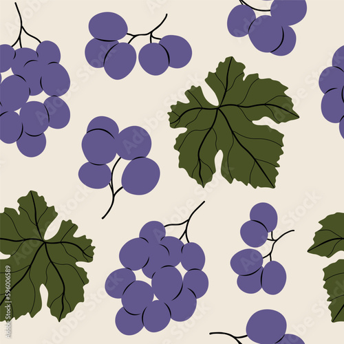 Flat vector grapes branches background
