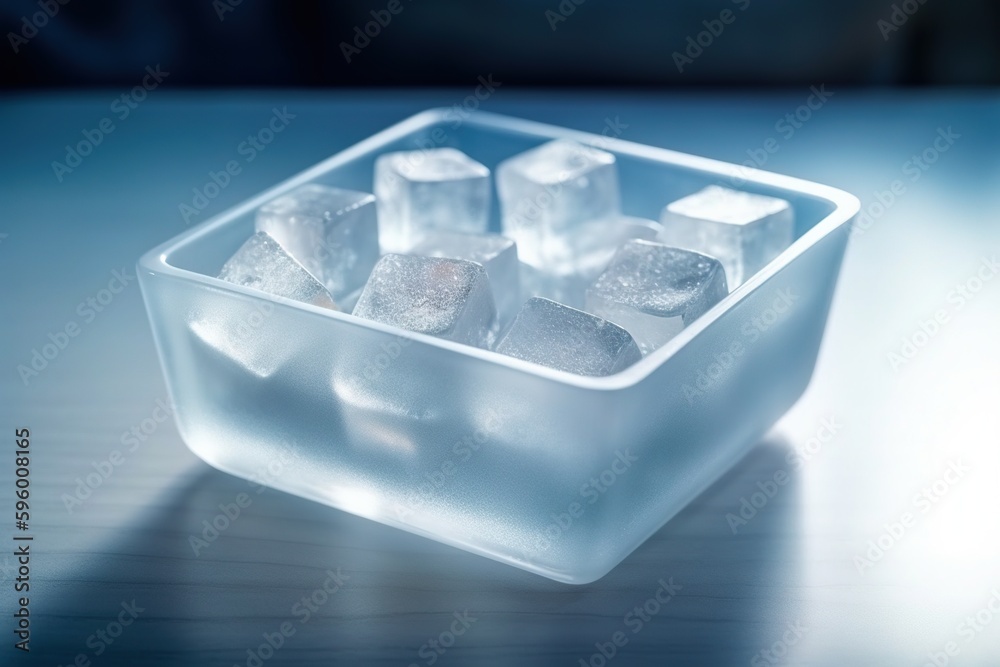 Ice cubes in transparent bowl. Ice cubes in transparent bowl.