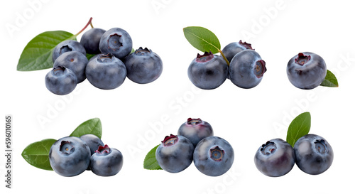 Blueberry isolated on transparent background. Generative AI