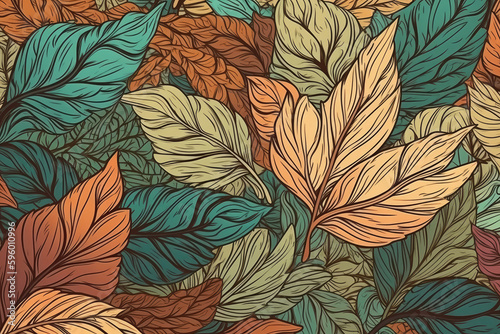 Illustration of autumn leaves background  Generative AI