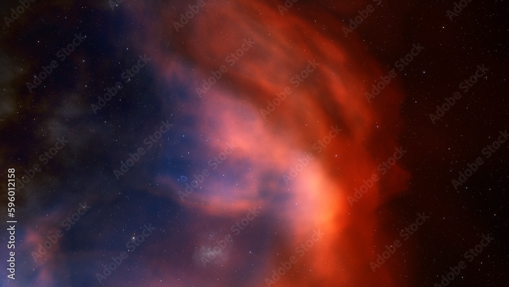 Cosmic background with a blue purple nebula and stars