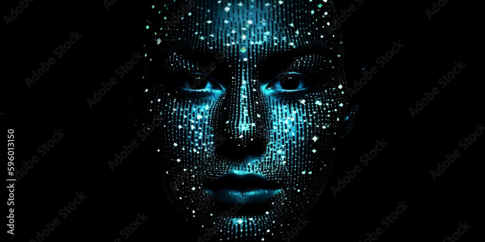 Frauen Gesicht in Matrix Form, ai generativ Frauen Gesicht in Matrix Form, ai generativ